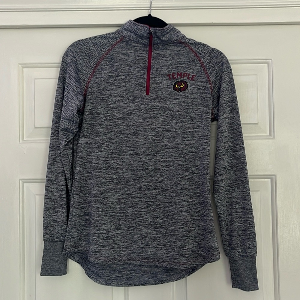 Blue/Grey Temple University Quarter Zip Size Small